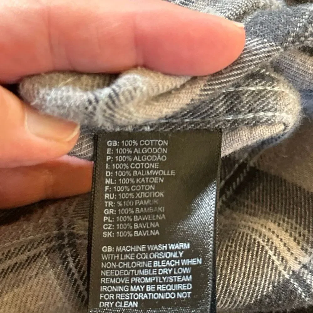 The North‎ Face Flannel Shirt Mens XXL Gray Black Plaid